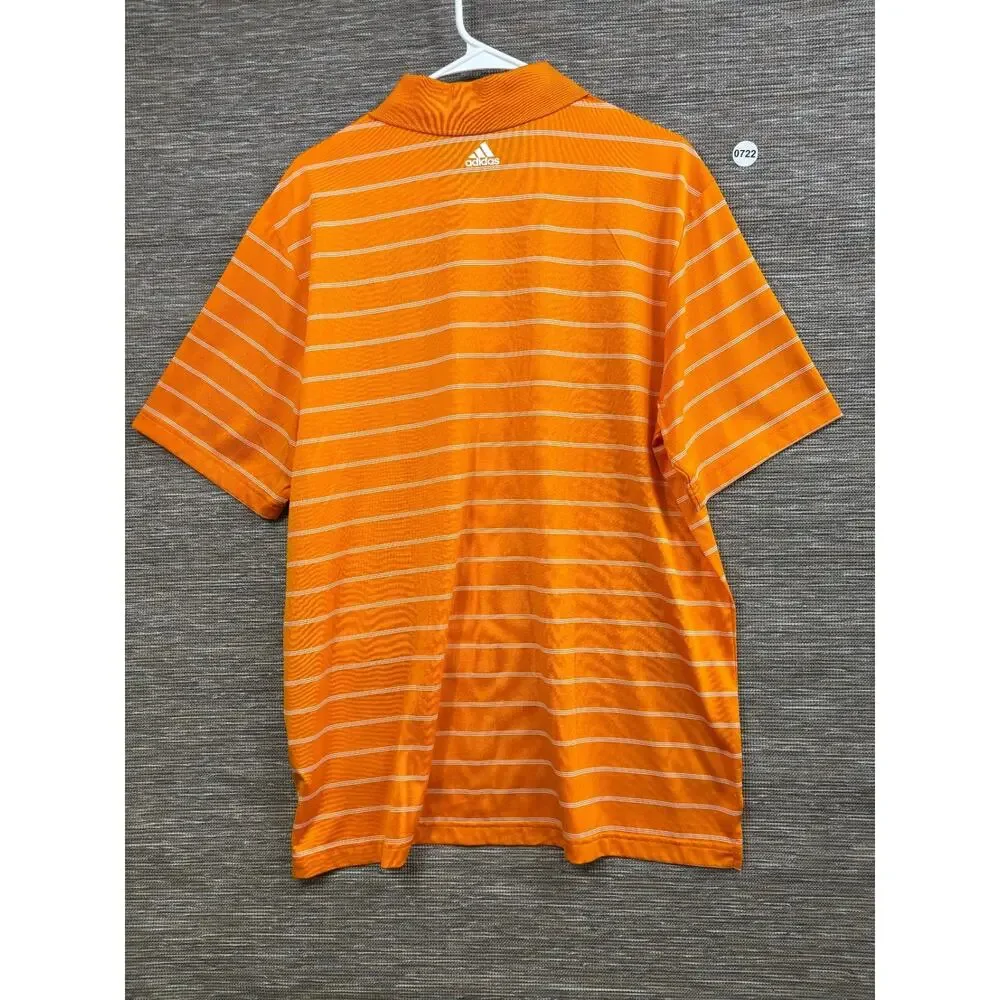 Adidas Puremotion Golf Polo Shirt Mens Size L Striped Orange White Athletic